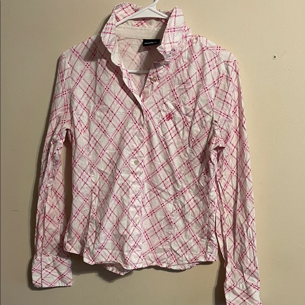South Pole Pink and White Plaid Women's Top